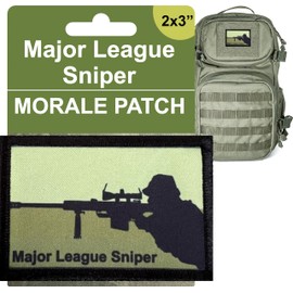 Major League Sniper Morale Patch | Tactcial Hook and Loop Military Patch| Perfect for Patch for Your Plate Carrier Accessories, Hat, Backpack and Tactical Gear | American Sniper