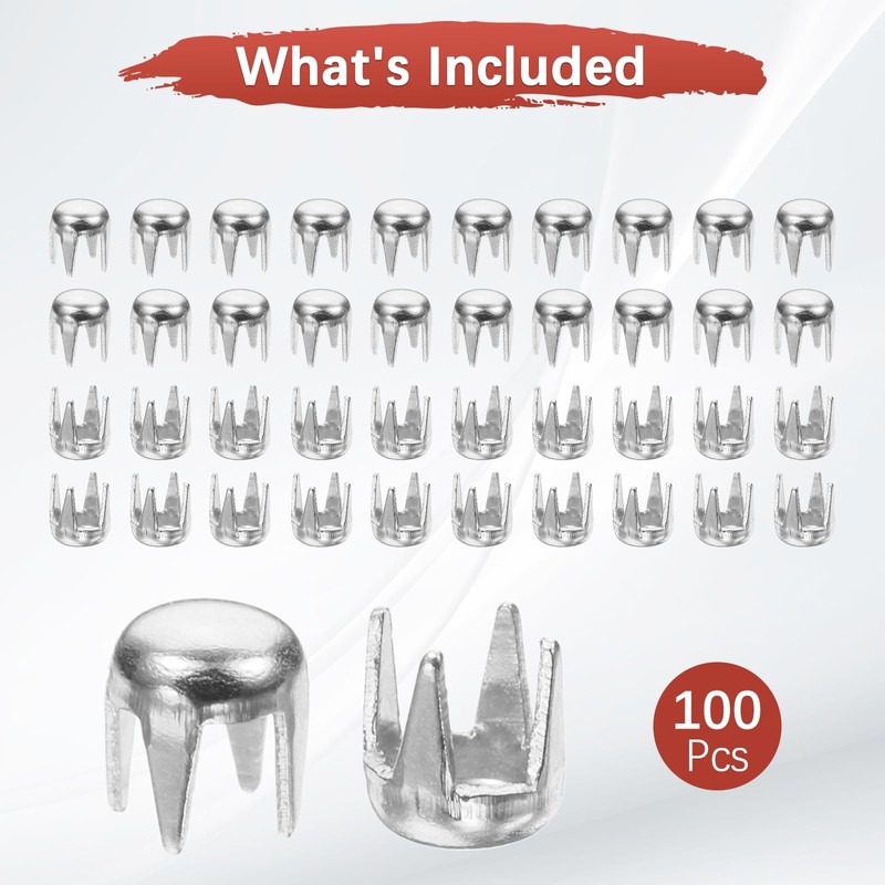 TIXIPEM Round Dome Rivets [100pcs] - 3mm Round Dome Studs