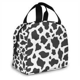 Majoug - Bolsa de almuerzo portátil con patrón de vaca para mujer, impermeable, bolsas de hombro pequeñas, bolsas de mano, oficina, picnic, viajes, camping