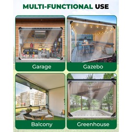 Erfolkerz 3'H x4'W Outdoor Vinyl Curtain 19oz Thicked Clear Tarps, Vinyl Patio Enclosure,Clear Outdoor Curtains Heavy Duty Waterproof Transparent Tarp with Grommets for Patio Gazebo Balcony Pergola