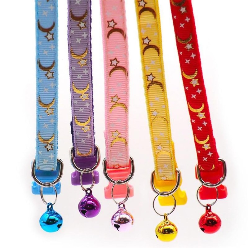 CCUUHJ Reflective Cat Collars Breakaway with Bell Moons Stars 2