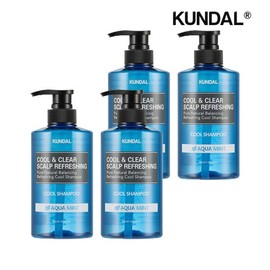 Kundal Cool & Clear Scalp Refreshing Cool Shampoo Aqua Mint x4 / 쿤달 쿨 앤 클리어 스칼프 리프레싱 쿨 샴푸 아쿠아민트 x4개