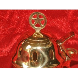 Fusions B641 Solid Brass Free Standing 'Pentacle' Charcoal/Incense Burner With Charcoal & Genuine Myrrhh Granules