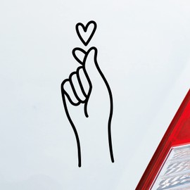 Hellweg Druckerei Car Sticker K-Pop Finger Heart Finger Heart Fun Sticker Rear Window Sticker Car Sticker with Music Motif