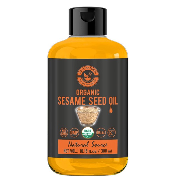 Organic Sesame Seed Oil(10.15 fl oz)USDA Certified, Extra Virgin Cold-Pressed, 100% Pure & Natural, No GMO,Untreated and Unrefined Sesame Seed Oil -Grate for Cooking & Flavor Enhancer in Many Cuisines