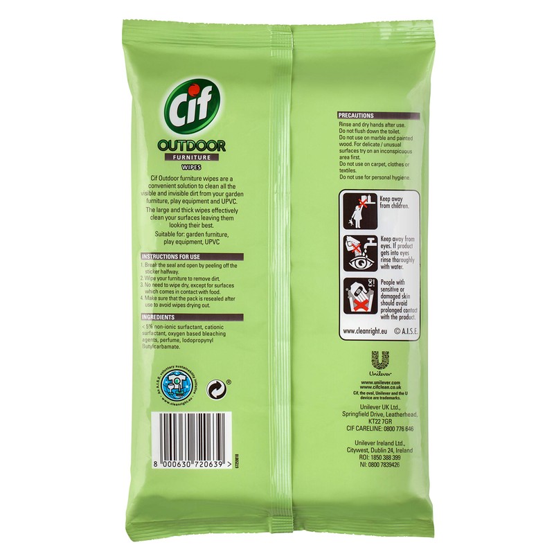 Cif Outdoor Furniture Wipes 15 Piece