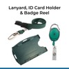 3 Piece ID Badge Set Green Includes Metal Lobster Clip