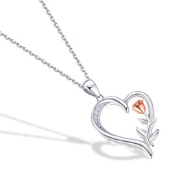 NINAMAID Rose Flower Necklace for Women Wife 925 Sterling Silver Necklace Jewelery Pendant Present for Her