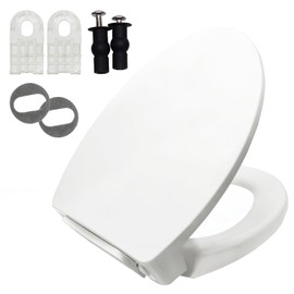 Elongated Toilet Seat for TOTO SS113/SS114/SS154/SS224/SS204/SS214/SS237/SS247, Soft Close Toilet Seat, Traditional Heavy Duty Toilet Seat Replacement Parts with Toilet Bolts and Nuts (Cotton White)