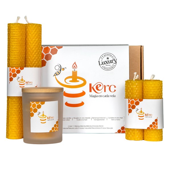 KERC Bienenhonigkerzen, 100 % umweltfreundlich, über 40 Stunden Licht, um
