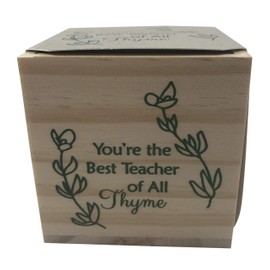 Teacher Plant Appreciation Gift Best of All Thyme Pot Wooden Cube Set, 4 inch