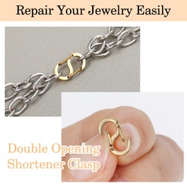 Amabro Pack of 5 Double Opening Lobster Clasps, Stainless Steel Necklace Bracelet Shortener, Metal Clasps, Clasps for Necklace Clip, Bracelet Connectors (Gold)