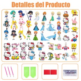Kit de Pintura de Diamantes para Niños (48 Piezas), Pegatde Arte de Diamantes Con Herramientas de Pintura DIY para Niños, Un Regalo para Crear Arte Lindo y Artesanías, Traje de Niños de 4-10 Edades