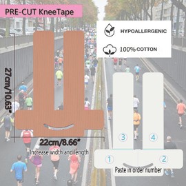 ANAMPION Kinesiotapes Vorgeschnitten for Knees,10Stück Wasserfestes kinesiotape für Knee Schmerzlinderung,Original Baumwolle Knie Tape für Sport&Dauerhafte Unterstützung (Hautfarbe, 10 Stück)