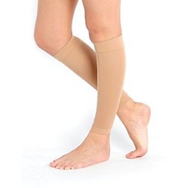 Sheer Graduated Compression Calf/Shin Splint Firm Support Sleeves - One Pair (X-Large, Beige)