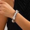 Jumwrit Silver Chunky Bangle Cuff Bracelet for Women Irregular Wide