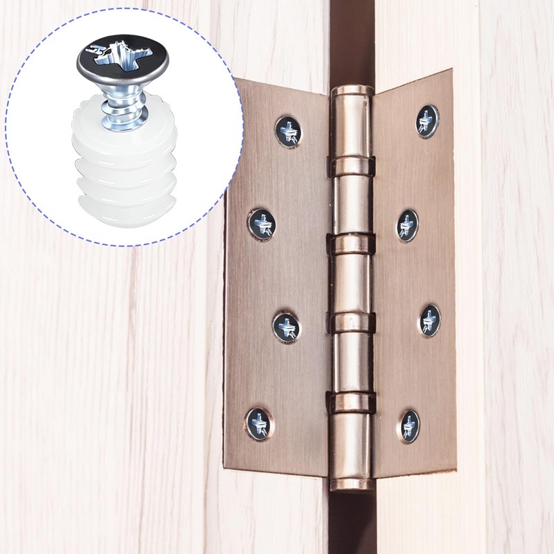 100 Pack Plastic Hinge Dowel Inserts with Screws, Plastic Dowel