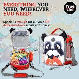Trueché 8L Insulated Lunch Bag Kids - Adjustable Bottle Holder & Shoulder Bag Strap, Water-Resistant Leakproof Cooler Bag for Kids, Boys, Girls School & Picnic, Panda Donut