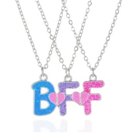 DOYYCA Friendship Necklace Best Friend Necklace Gifts Magnetic Matching Heart BFF Necklace for 3 Girls, Brass, No Gemstone