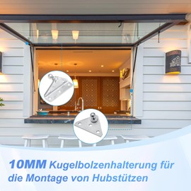 10 mm Gas Lift Ball Bolt Holder for Gas Pressure Damper Shock Absorber Spring Support Silver 4 Pieces with 16 Screws