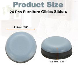 sourcing map 24 Pcs Stick Furniture Sliders, 1/2" Chair Slider Furniture Sliding Pads Round Reusable Glides Glider for Carpeted Tile Vinyl Hardwood Floors Moving Protectors, Blue Gray