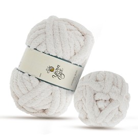 Yarn Bee Jumbo – Soft Skein – 28 Yards of 100% Polyester Yarn for Crocheting Blankets, Hats, & More – DIY Handcrafting - (Ivory)