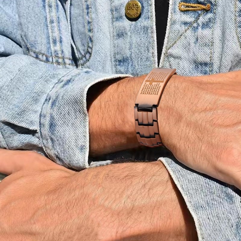 MagEnergy Copper Bracelet for Men, Cross Copper Magnetic Bracelet with