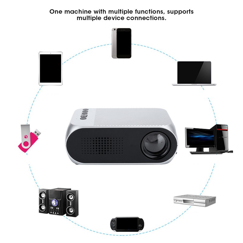 Mini Projector Silver Micro Portable 1080P LED Multi Function for