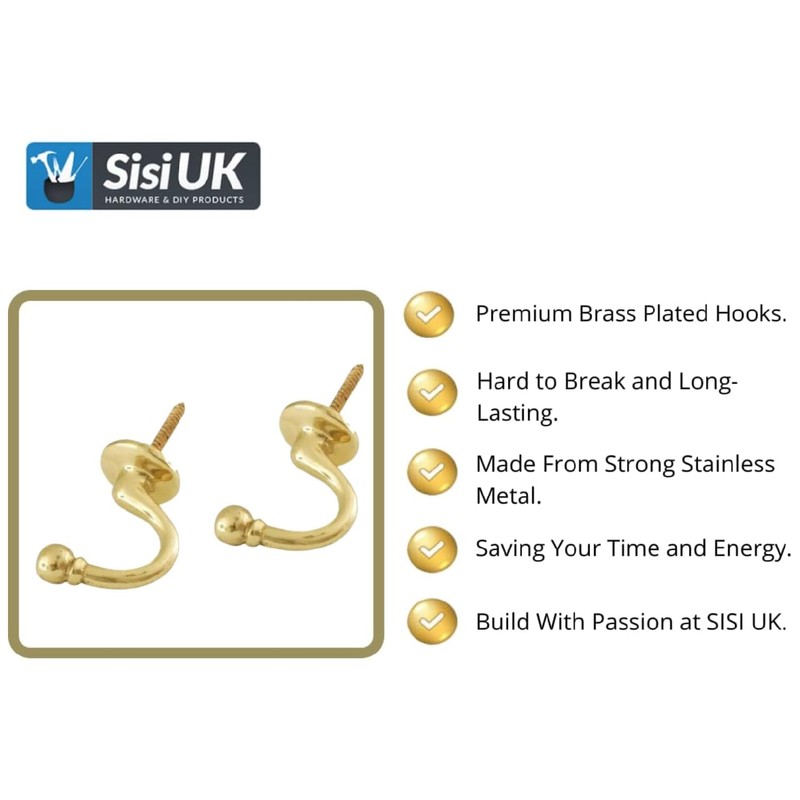 Brass Curtain Tie Backs Holdbacks – Ball End U-Shaped Wall
