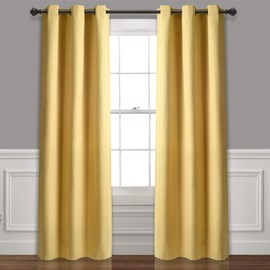 Lush Decor Absolute Blackout Yellow Insulated Grommet Window Curtain Panel Pair | Light Filtering, Energy Efficient, 84 in x 38