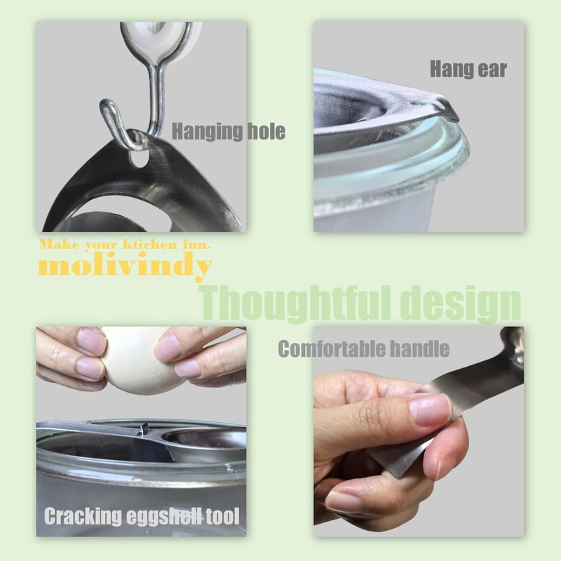 molivindy Egg separators, egg white and yolk separator, stainless steel,