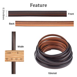 GORGECRAFT 8mm x 10m Gradient Rattan Weaving Wicker Repair Material Synthetic Rattan Plastic Flat Polyethylene Woven Knit for Repair Chair Table Storage Basket Weaving Crafts(coffee)