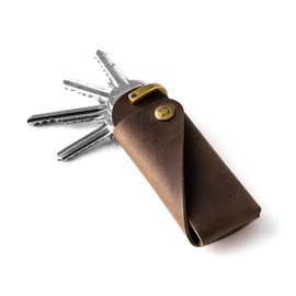 Crazy Horse Craft Minimalist Key Case, Men's Key Holder, Leather, Direct Imported from Handmade Leather Workshop in Lithuania, wood brown