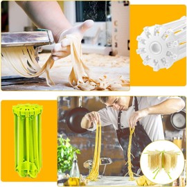 HOUPDA Pasta Drying Rack Collapsible, Noodle Stand with 10 Bar Handles Spaghetti Dryer Stand,Household Noodle Dryer Rack Hanging for Home Use (White)