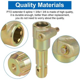 PTO Extender for Tractor, PTO Extension, 1 3/8in 6 Spline Male 1 3/8in 6 Spline, Tractor PTO Adapter Extend PTO Shaft for Up to Tractor