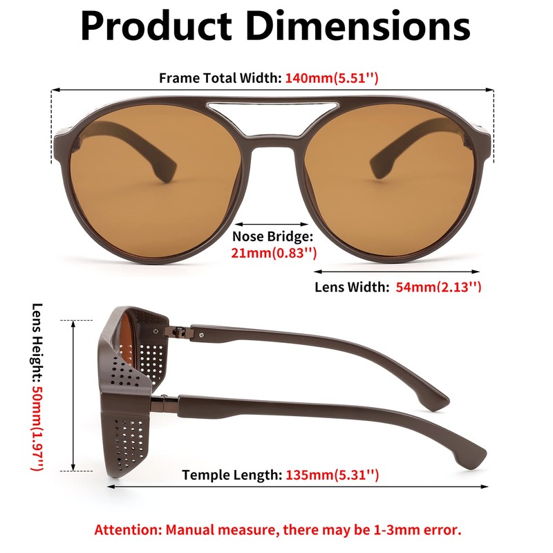 FEISEDY Classic Steampunk Sunglasses for Men Women Retro Round Gothic