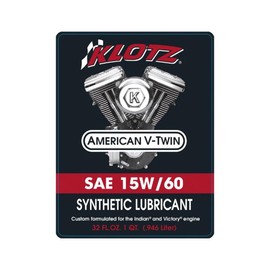 Klotz 15W-60 Synthetic Oil Change Kit for Indian™ FTR V-Twin Motorcycle (4 Quarts), 1 Filter, 2 Washers – KH-121
