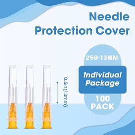 Aguja Luer Lock de calibre 25 de 1/2 pulgadas, suministros desechables de laboratorio sellados individualmente, caja de 100