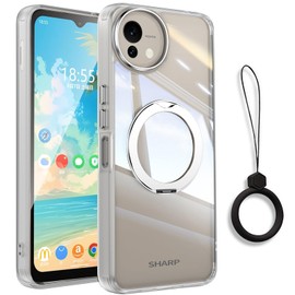 Ausrann AQUOS wish 4 Case, Magsafe Compatible, AQUOS Wish 4 Case, SH-52E/SH-M27 Cover, Wireless Charging, 360° Rotation, Magnetic Stand, Supports Both Vertically and Horizontally, Finger Strap, Strap