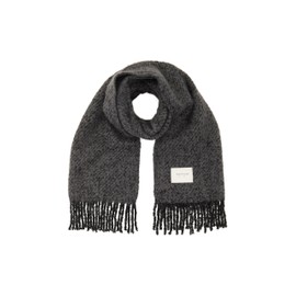 TOM TAILOR Women's Scarf with Fringes, 14482 - Deep Black, One Size, 14482 - Deep Black