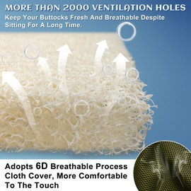 6D Ventilated TPEE Seat Cushion - Elastic Support Pad for Desk, Gaming, Wheelchair - Pressure Relief & Non Slip