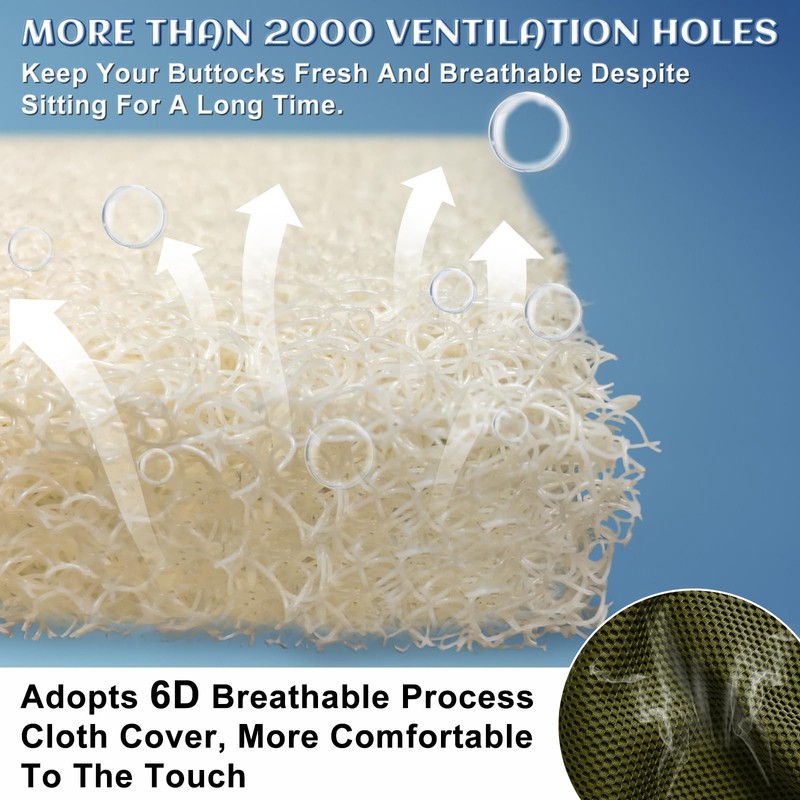 6D Ventilated TPEE Seat Cushion - Elastic Support Pad for
