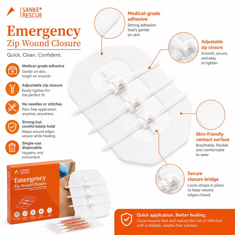 Wound Closure Strips for First Aid Kits – Suture-Free Zip