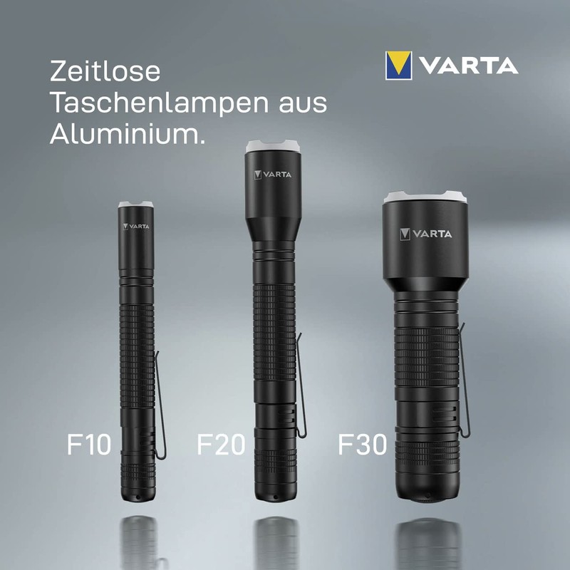 VARTA Taschenlampe LED inkl. 3x AAA Batterien, Aluminium Light F30