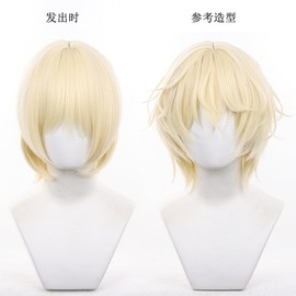 RuijiCOS Short Curly Blonde Cosplay Wig Halloween Costume Party Wigs for Adult