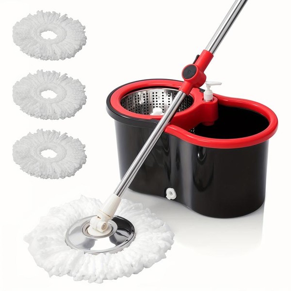 360¬∞ Spin Mop System with 3 Microfiber Replacement Heads &