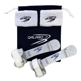 QALARO Hook and Loop Pro Grips for Girls Gymnastics | Dowel Grips, 11cm White Wristbands, Grip Bag | Gymnastics Grips for Girls | Youth Bar Grips | Gymnastics Gloves