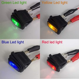 Gebildet Pack of 4 12V-24VDC / 20A KCD3 Waterproof Rocker Switch with LED Display, 3-Pin SPST On/Off Triangle Plug Switch for Car, Motorcycle, Boat, Marine (Pack of 12 Cable Connectors)