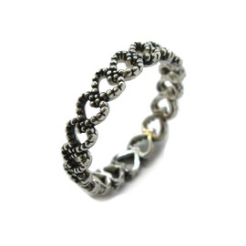 Sterling Silber Ring 4mm Breites Band Solide Echte Punzierte 925 Herzen