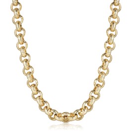 THE BLING KING Premium 15mm Gold Plated & Bonded Leopard Print Belcher Chain – Waterproof 9ct Gold Plated, 24 Inches, Bold Design, Weighs 310g